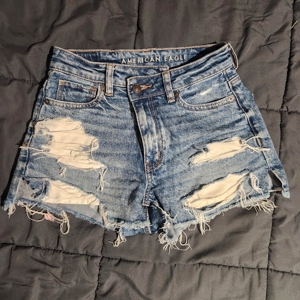American Eagle Outfitters Ripped Blue Denim Shorts